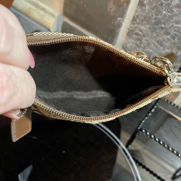EC Coach Wristlet Monogram C cloth with brown  inside vintage like new condition - Picture 4 of 7